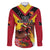 Custom Papua New Guinea Rugby Family Matching Long Sleeve Bodycon Dress and Hawaiian Shirt Bird of Paradise and Hibiscus Polynesian Pattern Red Color LT03