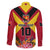 Custom Papua New Guinea Rugby Family Matching Long Sleeve Bodycon Dress and Hawaiian Shirt Bird of Paradise and Hibiscus Polynesian Pattern Red Color LT03