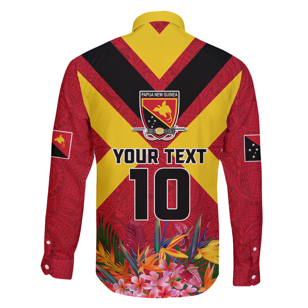 Custom Papua New Guinea Rugby Family Matching Mermaid Dress and Hawaiian Shirt Bird of Paradise and Hibiscus Polynesian Pattern Red Color LT03