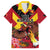 Custom Papua New Guinea Rugby Family Matching Off Shoulder Short Dress and Hawaiian Shirt Bird of Paradise and Hibiscus Polynesian Pattern Red Color LT03