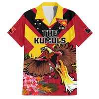 Custom Papua New Guinea Rugby Family Matching Tank Maxi Dress and Hawaiian Shirt Bird of Paradise and Hibiscus Polynesian Pattern Red Color LT03