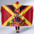 Custom Papua New Guinea Rugby Hooded Blanket Bird of Paradise and Hibiscus Polynesian Pattern Red Color