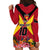 Custom Papua New Guinea Rugby Hoodie Dress Bird of Paradise and Hibiscus Polynesian Pattern Red Color LT03