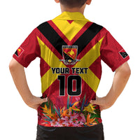 Custom Papua New Guinea Rugby Kid Hawaiian Shirt Bird of Paradise and Hibiscus Polynesian Pattern Red Color LT03 - Polynesian Pride