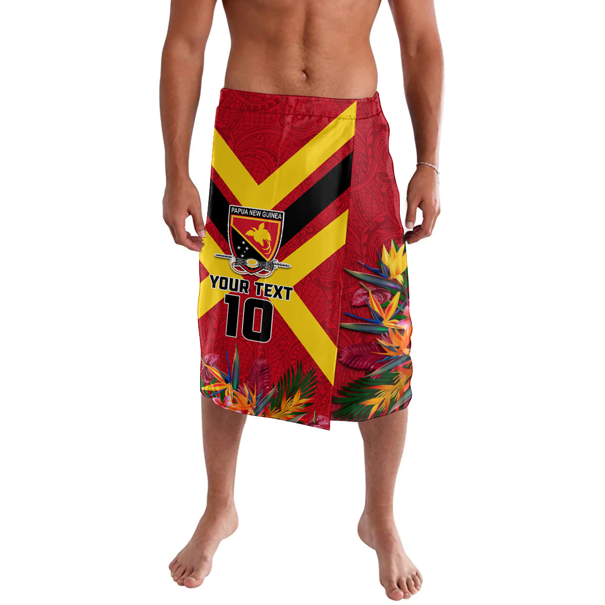 Custom Papua New Guinea Rugby Lavalava Bird of Paradise and Hibiscus Polynesian Pattern Red Color LT03 Red - Polynesian Pride