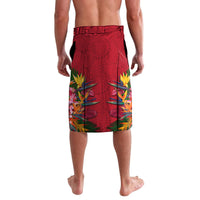 Custom Papua New Guinea Rugby Lavalava Bird of Paradise and Hibiscus Polynesian Pattern Red Color LT03 - Polynesian Pride