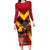 Custom Papua New Guinea Rugby Long Sleeve Bodycon Dress Bird of Paradise and Hibiscus Polynesian Pattern Red Color LT03