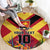 Custom Papua New Guinea Rugby Round Carpet Bird of Paradise and Hibiscus Polynesian Pattern Red Color