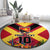 Custom Papua New Guinea Rugby Round Carpet Bird of Paradise and Hibiscus Polynesian Pattern Red Color