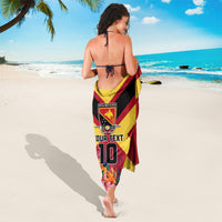 Custom Papua New Guinea Rugby Sarong Bird of Paradise and Hibiscus Polynesian Pattern Red Color