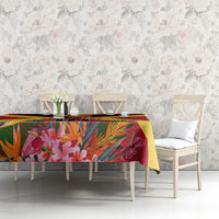 Custom Papua New Guinea Rugby Tablecloth Bird of Paradise and Hibiscus Polynesian Pattern Red Color LT03 - Polynesian Pride