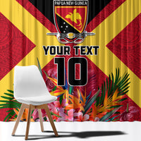Custom Papua New Guinea Rugby Window Curtain Bird of Paradise and Hibiscus Polynesian Pattern Red Color LT03 - Polynesian Pride