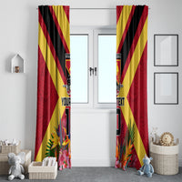 Custom Papua New Guinea Rugby Window Curtain Bird of Paradise and Hibiscus Polynesian Pattern Red Color LT03 - Polynesian Pride