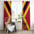 Custom Papua New Guinea Rugby Window Curtain Bird of Paradise and Hibiscus Polynesian Pattern Red Color