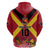 Custom Papua New Guinea Rugby Zip Hoodie Bird of Paradise and Hibiscus Polynesian Pattern Red Color LT03