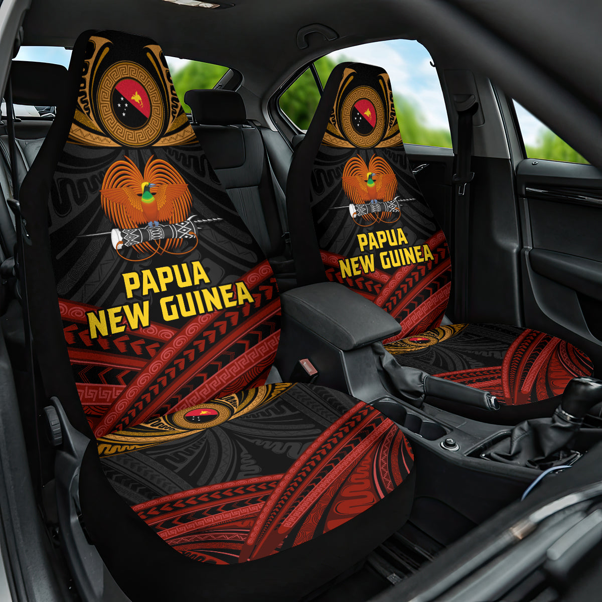 Papua New Guinea Bird-of-Paradise Car Seat Cover Coat of Arms and Tribal Patterns