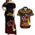 Papua New Guinea Bird-of-Paradise Couples Matching Off Shoulder Maxi Dress and Hawaiian Shirt Coat of Arms and Tribal Patterns LT03 Black - Polynesian Pride