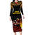 Papua New Guinea Bird-of-Paradise Family Matching Long Sleeve Bodycon Dress and Hawaiian Shirt Coat of Arms and Tribal Patterns LT03 Mom's Dress Black - Polynesian Pride