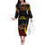 Papua New Guinea Bird-of-Paradise Family Matching Off The Shoulder Long Sleeve Dress and Hawaiian Shirt Coat of Arms and Tribal Patterns LT03 Mom's Dress Black - Polynesian Pride