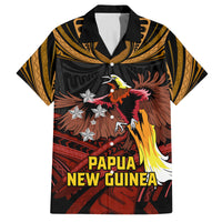Papua New Guinea Bird-of-Paradise Family Matching Tank Maxi Dress and Hawaiian Shirt Coat of Arms and Tribal Patterns LT03 Dad's Shirt - Short Sleeve Black - Polynesian Pride