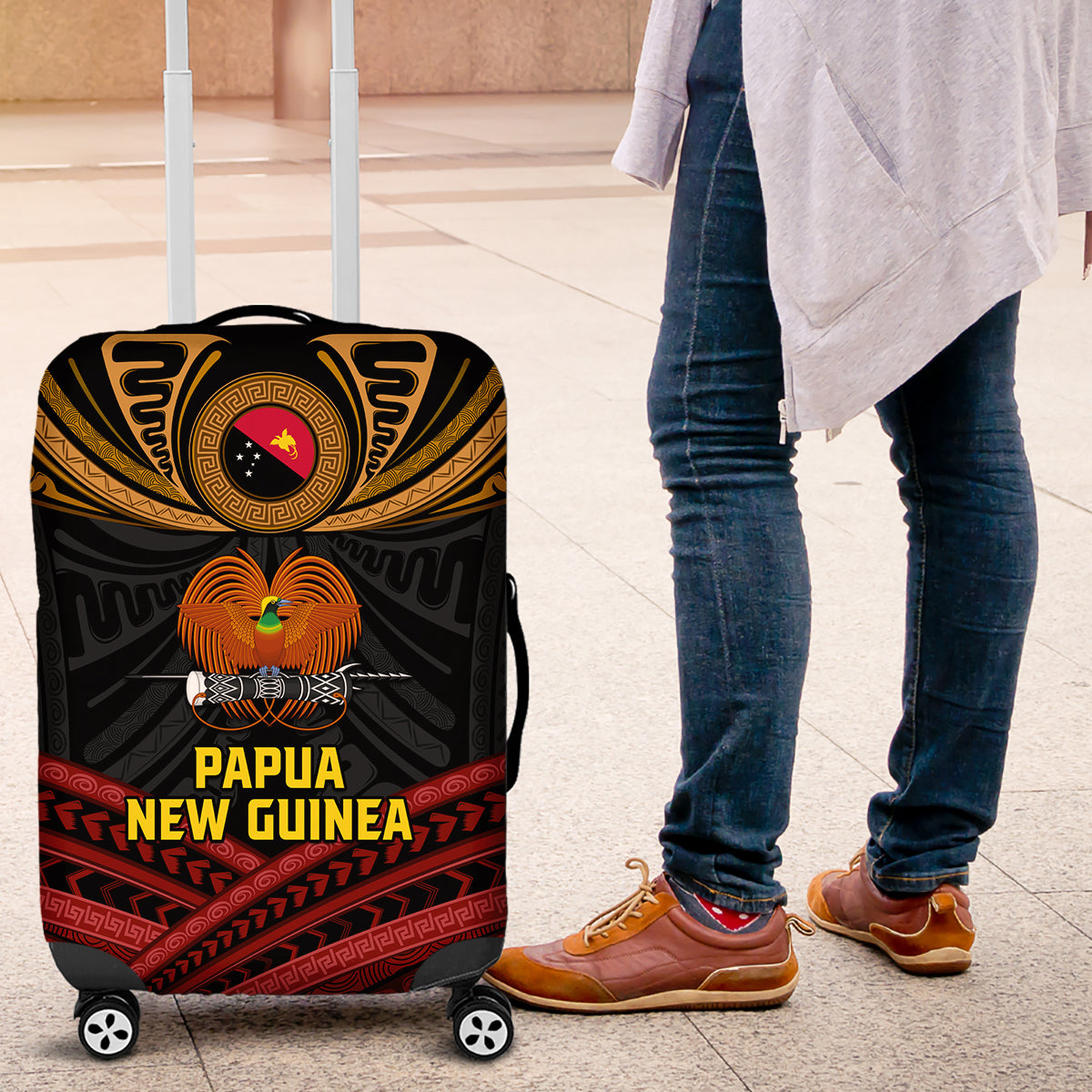Papua New Guinea Bird-of-Paradise Luggage Cover Coat of Arms and Tribal Patterns