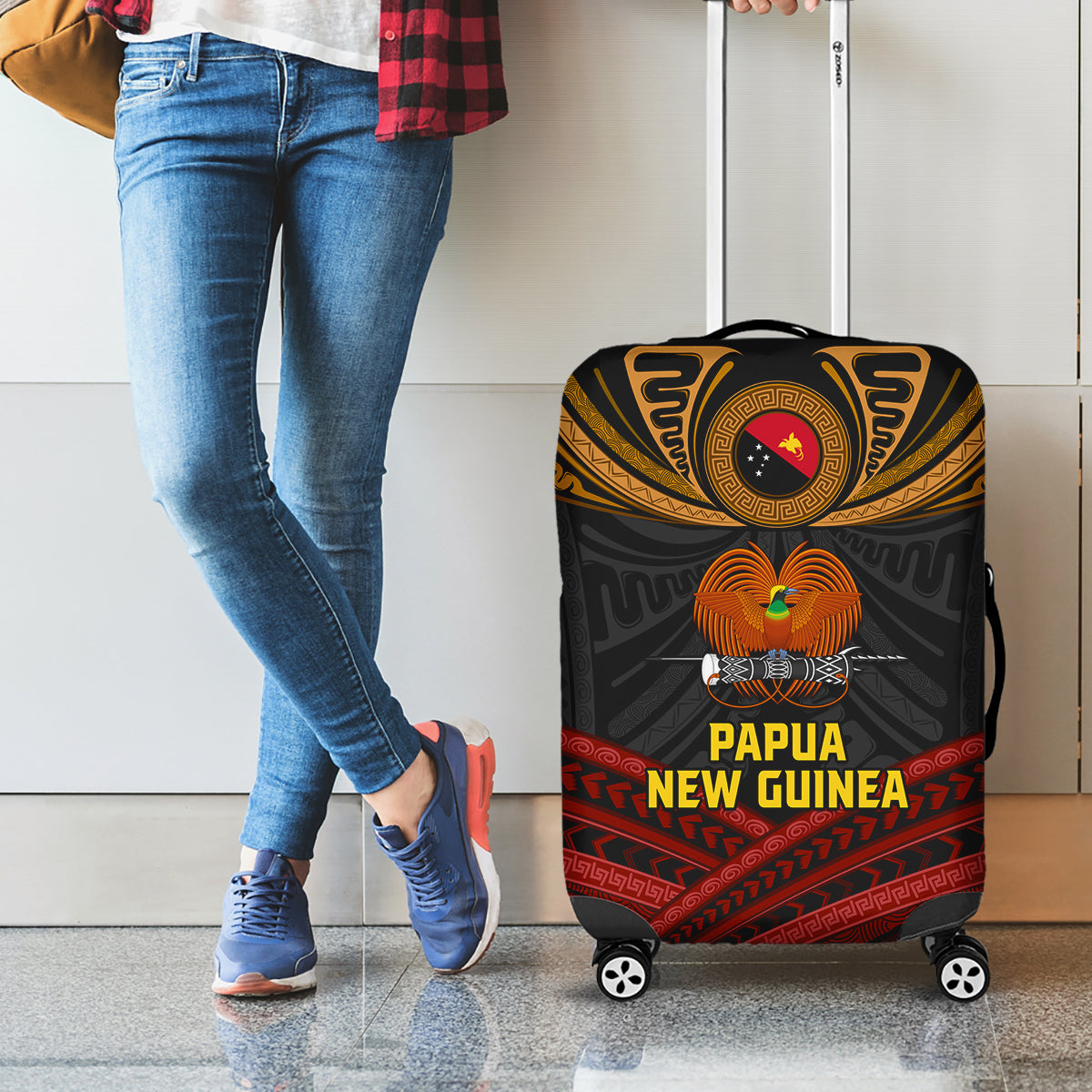 Papua New Guinea Bird-of-Paradise Luggage Cover Coat of Arms and Tribal Patterns
