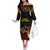 Papua New Guinea Bird-of-Paradise Off The Shoulder Long Sleeve Dress Coat of Arms and Tribal Patterns LT03 Women Black - Polynesian Pride