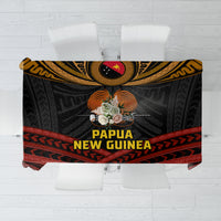 Papua New Guinea Bird-of-Paradise Tablecloth Coat of Arms and Tribal Patterns LT03 Black - Polynesian Pride