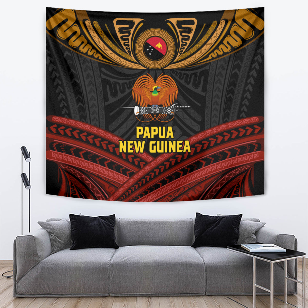 Papua New Guinea Bird-of-Paradise Tapestry Coat of Arms and Tribal Patterns