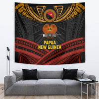 Papua New Guinea Bird-of-Paradise Tapestry Coat of Arms and Tribal Patterns LT03 Black - Polynesian Pride