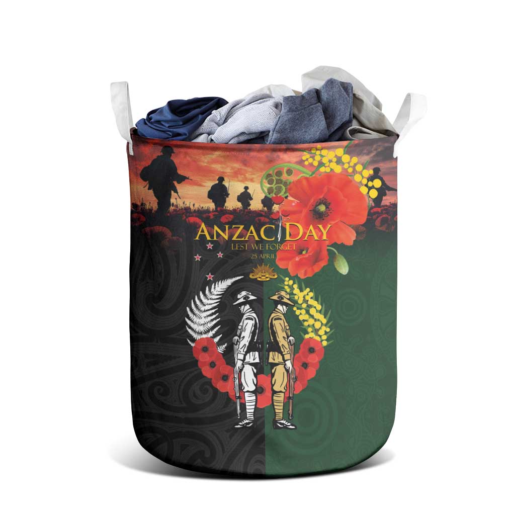 New Zealand and Australia ANZAC Day Laundry Basket Lest We Forget Indigenous and Maori Pattern LT03 - Polynesian Pride