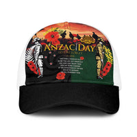 New Zealand and Australia ANZAC Day Baseball Net Cap Lest We Forget Indigenous and Maori Pattern LT03 One Size White Multicolor - Polynesian Pride