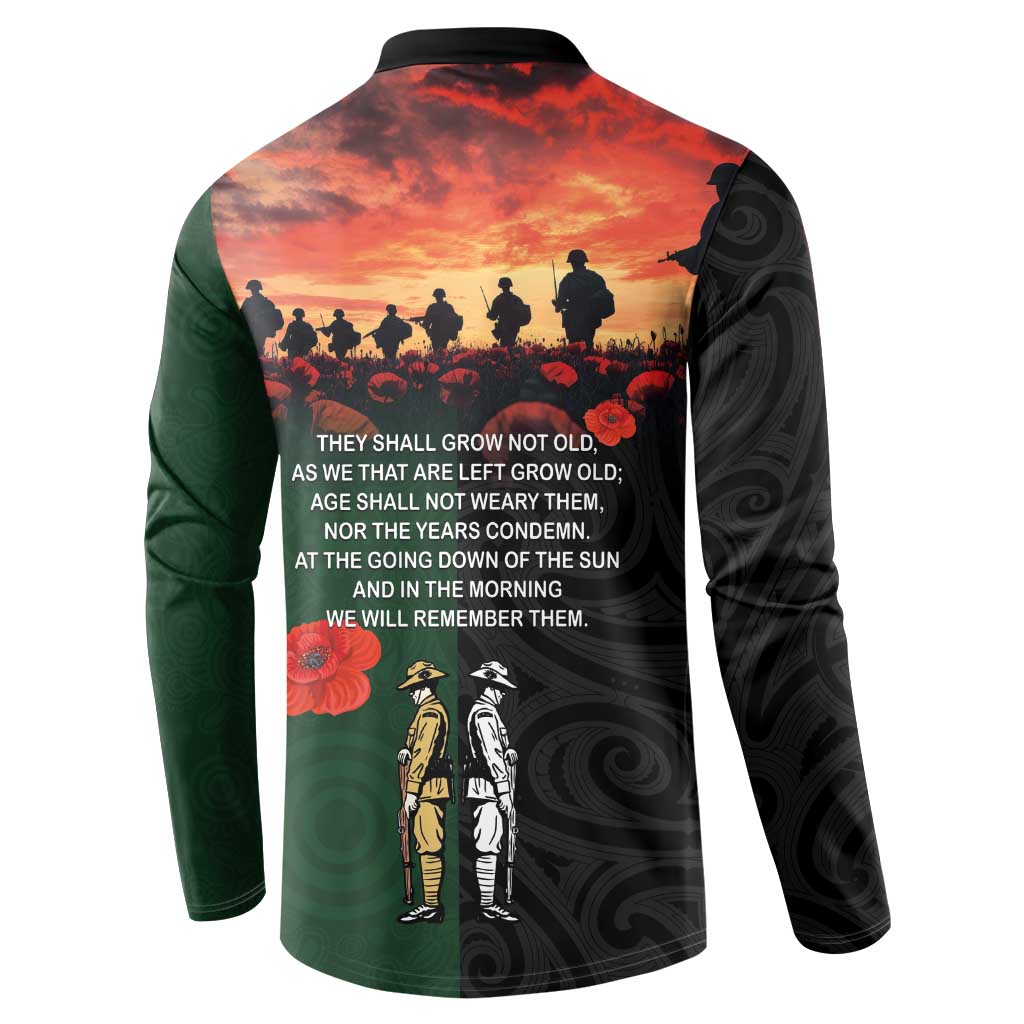 New Zealand and Australia ANZAC Day Button Sweatshirt Lest We Forget Indigenous and Maori Pattern LT03 - Polynesian Pride