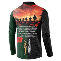 New Zealand and Australia ANZAC Day Button Sweatshirt Lest We Forget Indigenous and Maori Pattern LT03 - Polynesian Pride