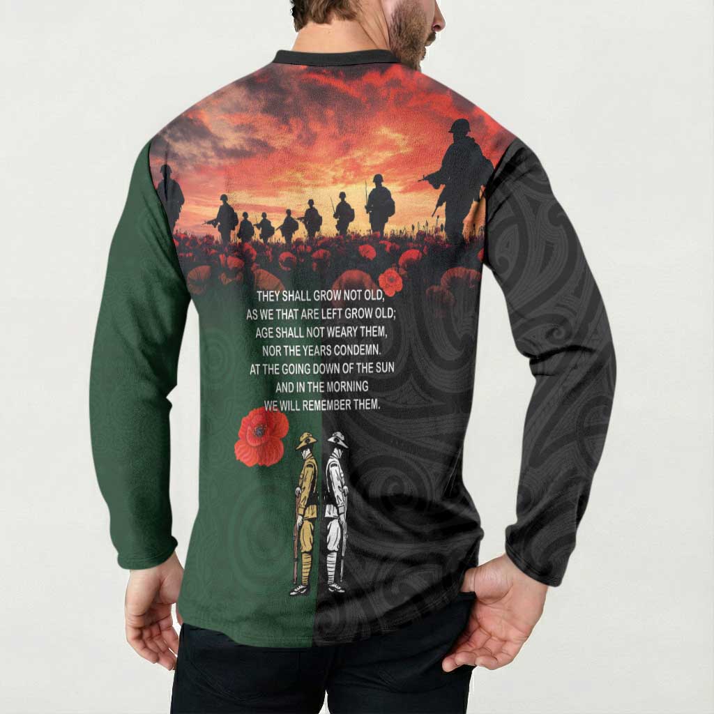 New Zealand and Australia ANZAC Day Button Sweatshirt Lest We Forget Indigenous and Maori Pattern LT03 - Polynesian Pride