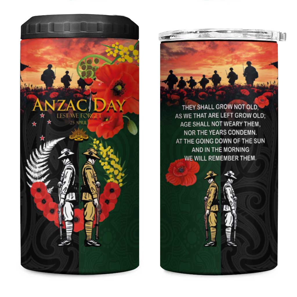 New Zealand and Australia ANZAC Day 4 in 1 Can Cooler Tumbler Lest We Forget Indigenous and Maori Pattern LT03 One Size: 16 oz Multicolor - Polynesian Pride