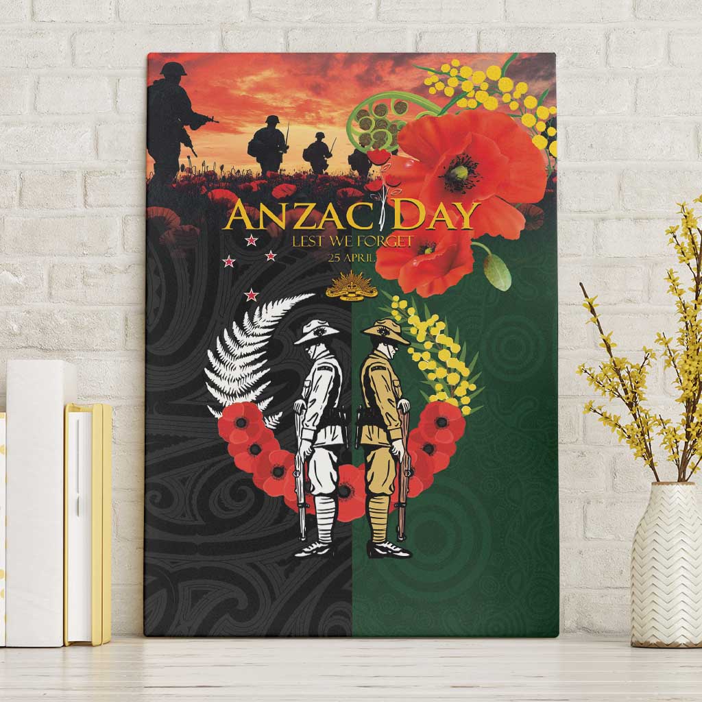 New Zealand and Australia ANZAC Day Canvas Wall Art Lest We Forget Indigenous and Maori Pattern LT03 Without Frame Multicolor - Polynesian Pride