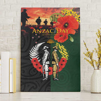 New Zealand and Australia ANZAC Day Canvas Wall Art Lest We Forget Indigenous and Maori Pattern