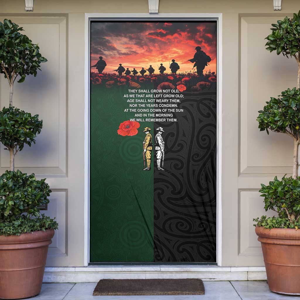 New Zealand and Australia ANZAC Day Door Cover Lest We Forget Indigenous and Maori Pattern LT03 Multicolor - Polynesian Pride