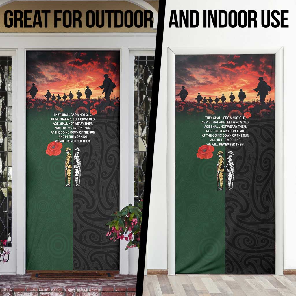 New Zealand and Australia ANZAC Day Door Cover Lest We Forget Indigenous and Maori Pattern LT03 - Polynesian Pride