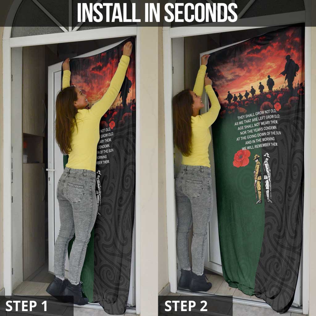 New Zealand and Australia ANZAC Day Door Cover Lest We Forget Indigenous and Maori Pattern LT03 - Polynesian Pride