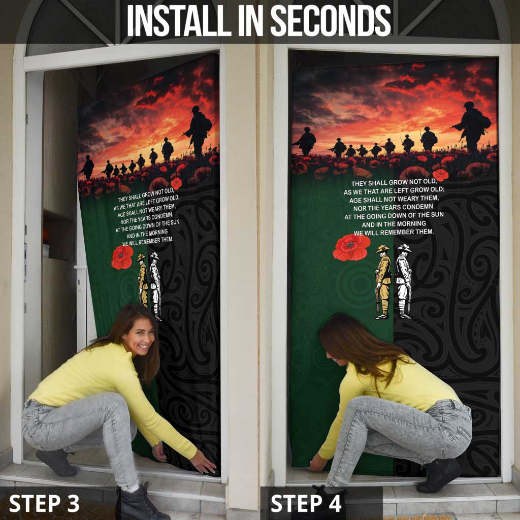 New Zealand and Australia ANZAC Day Door Cover Lest We Forget Indigenous and Maori Pattern LT03 - Polynesian Pride