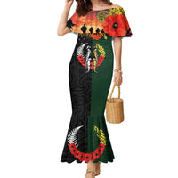 New Zealand and Australia ANZAC Day Family Matching Mermaid Dress and Hawaiian Shirt Lest We Forget Indigenous and Maori Pattern