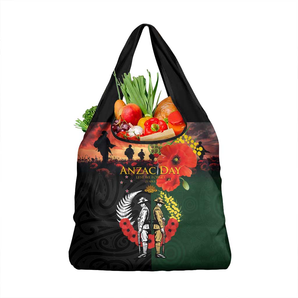 New Zealand and Australia ANZAC Day Grocery Bag Lest We Forget Indigenous and Maori Pattern LT03 1-pack One Size Multicolor - Polynesian Pride