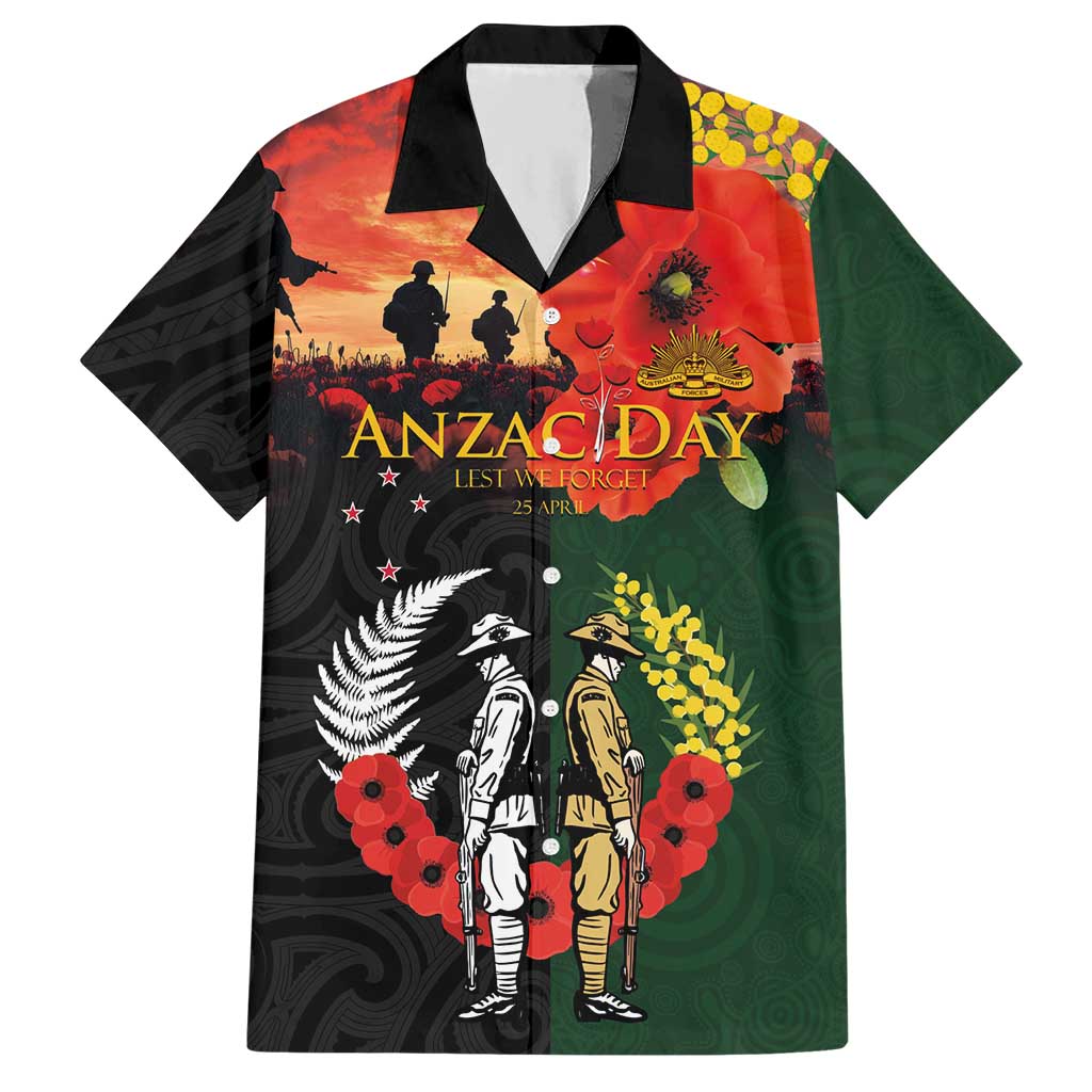 New Zealand and Australia ANZAC Day Hawaiian Shirt Lest We Forget Indigenous and Maori Pattern