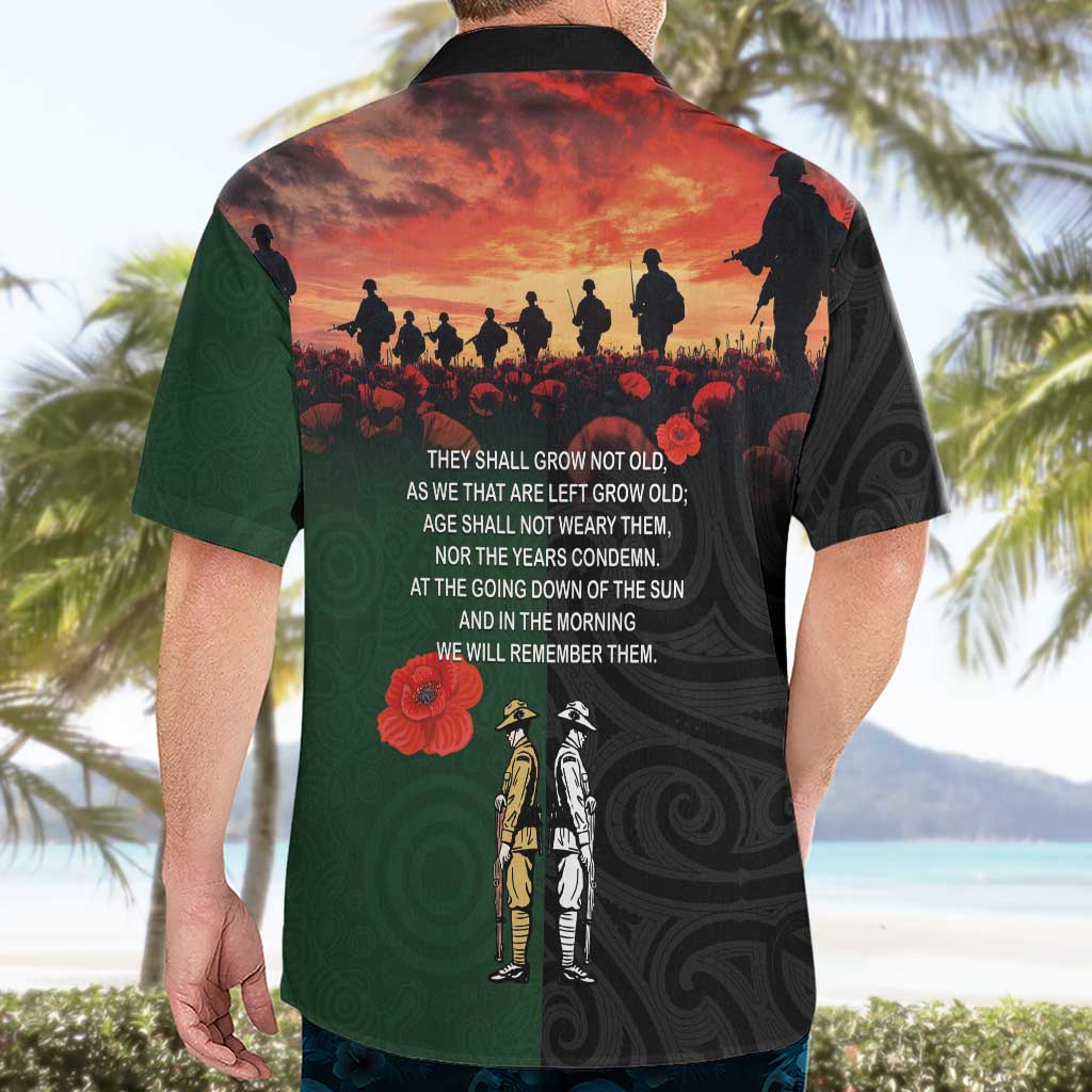 New Zealand and Australia ANZAC Day Hawaiian Shirt Lest We Forget Indigenous and Maori Pattern