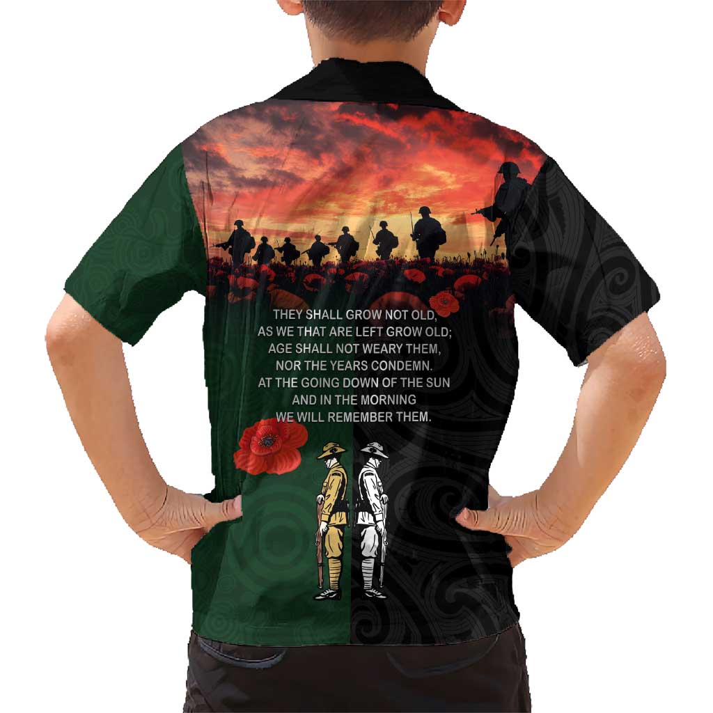 New Zealand and Australia ANZAC Day Hawaiian Shirt Lest We Forget Indigenous and Maori Pattern