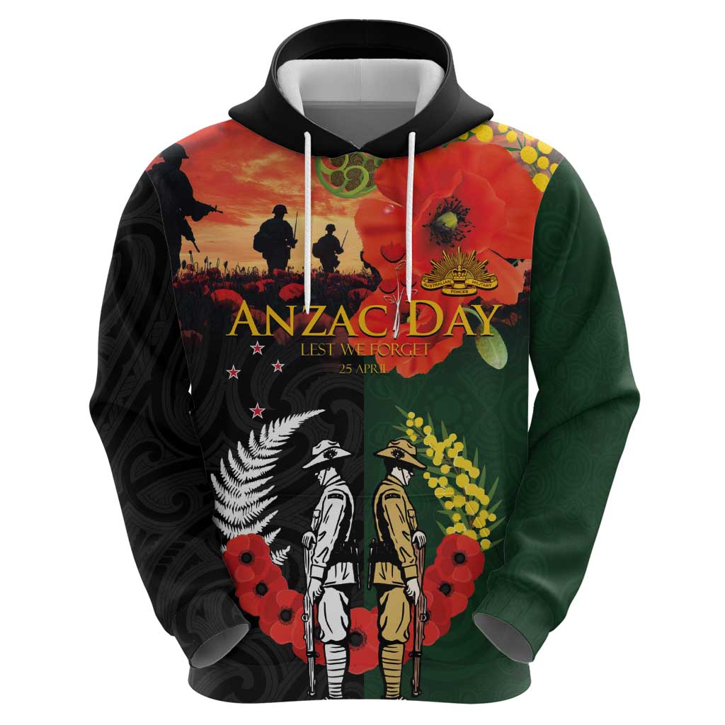 New Zealand and Australia ANZAC Day Hoodie Lest We Forget Indigenous and Maori Pattern LT03 - Polynesian Pride