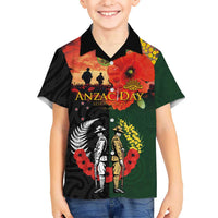 New Zealand and Australia ANZAC Day Kid Hawaiian Shirt Lest We Forget Indigenous and Maori Pattern
