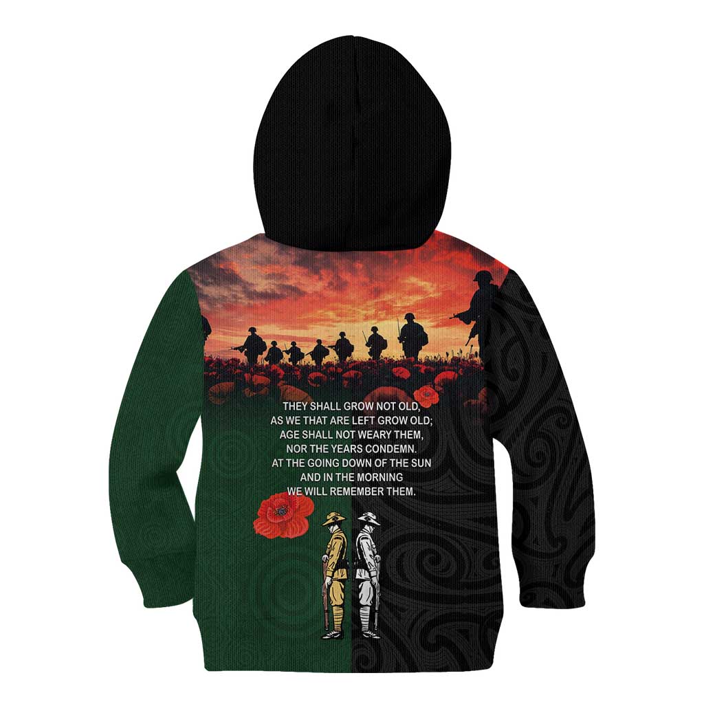 New Zealand and Australia ANZAC Day Kid Hoodie Lest We Forget Indigenous and Maori Pattern LT03 - Polynesian Pride